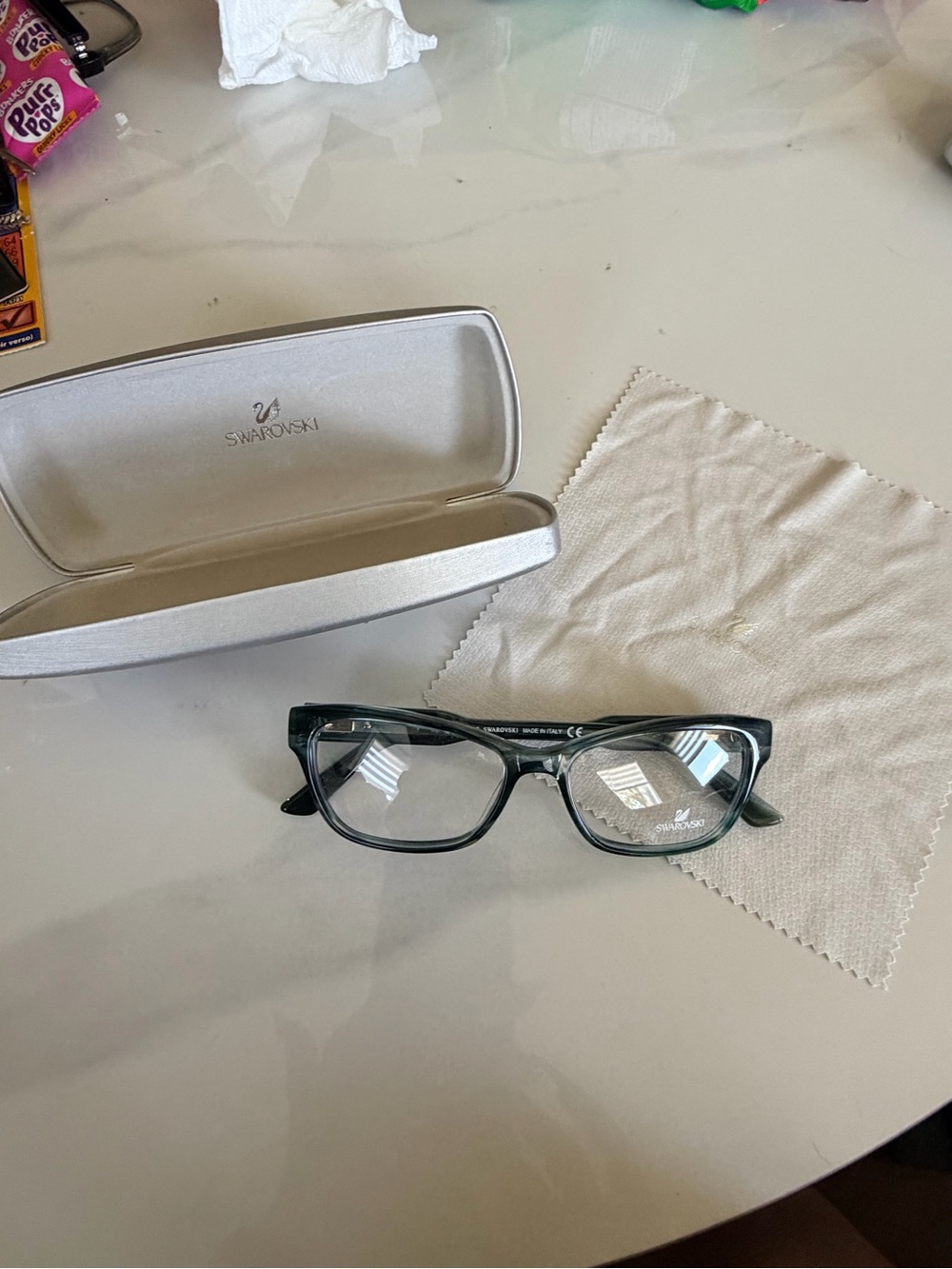 Swarovski Dark Green Gloss Cat-Eye Eyeglasses